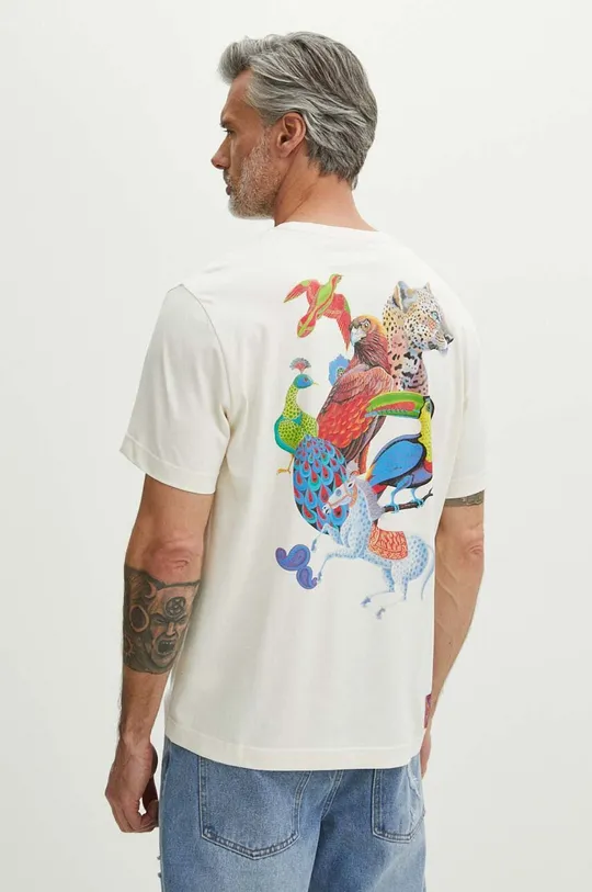 T-shirt bawełniany męski z kolekcji Jane Tattersfield x Medicine kolor beżowy Męski