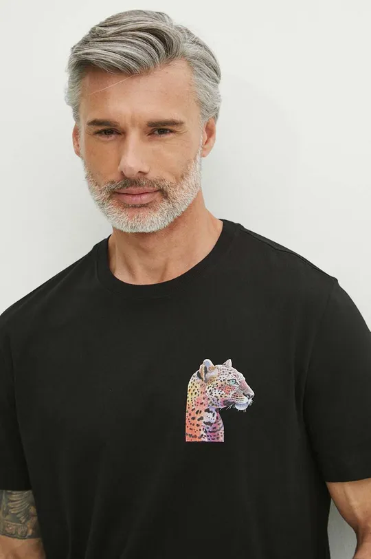 T-shirt bawełniany męski z kolekcji Jane Tattersfield x Medicine kolor czarny Męski