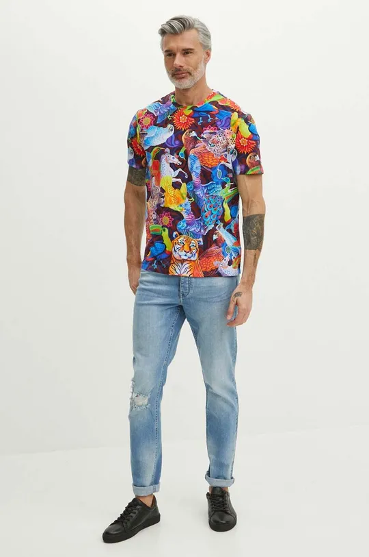 T-shirt bawełniany męski z domieszką elastanu z kolekcji Jane Tattersfield kolor multicolor 98 % Bawełna, 2 % Elastan