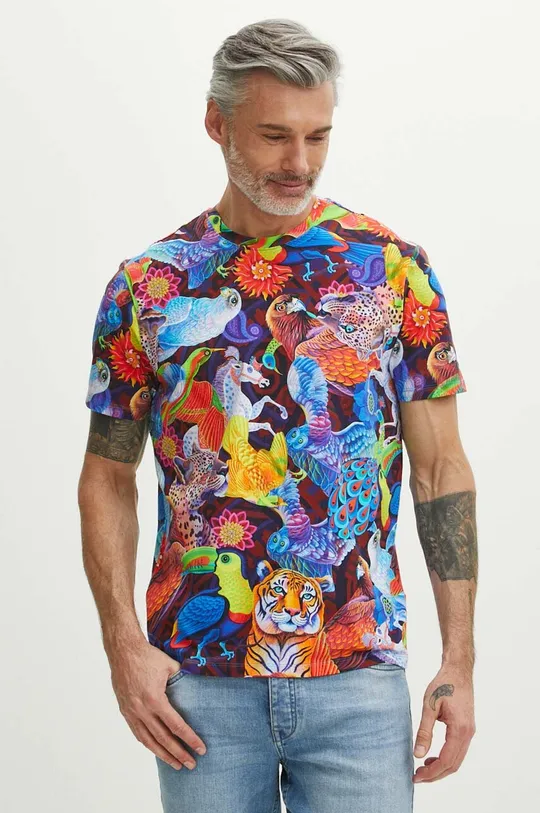 T-shirt bawełniany męski z domieszką elastanu z kolekcji Jane Tattersfield kolor multicolor Męski