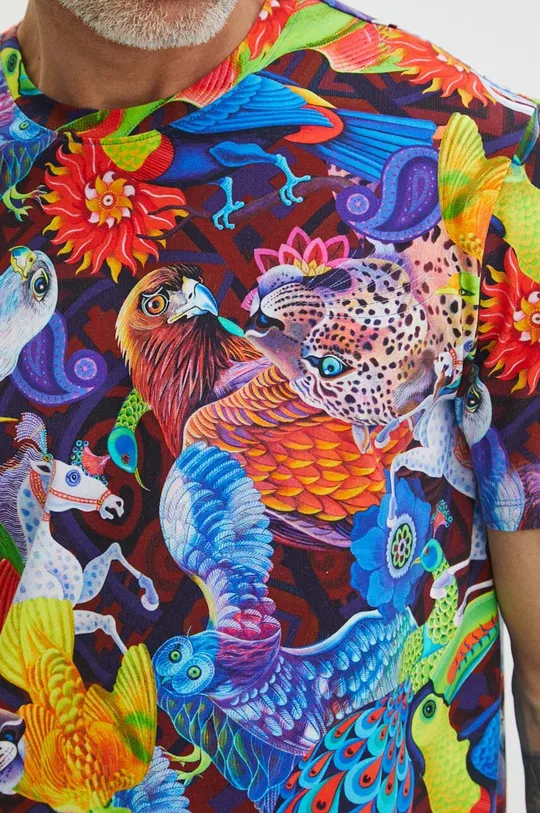 T-shirt bawełniany męski z domieszką elastanu z kolekcji Jane Tattersfield kolor multicolor