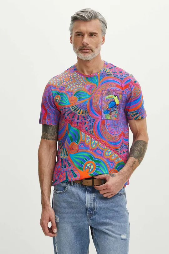 T-shirt męski z domieszką elastanu z kolekcji Jane Tattersfield x Medicine kolor multicolor multicolor