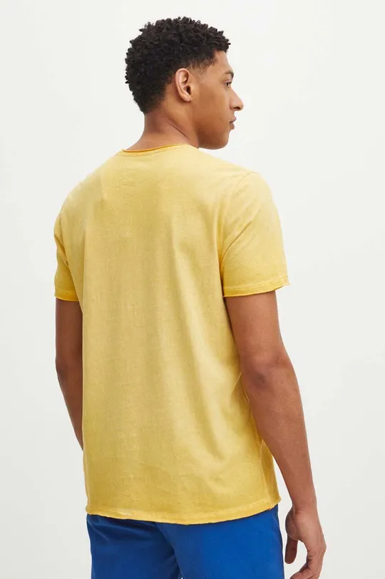 T-shirt bawełniany męski z nadrukiem kolor żółty 100 % Bawełna