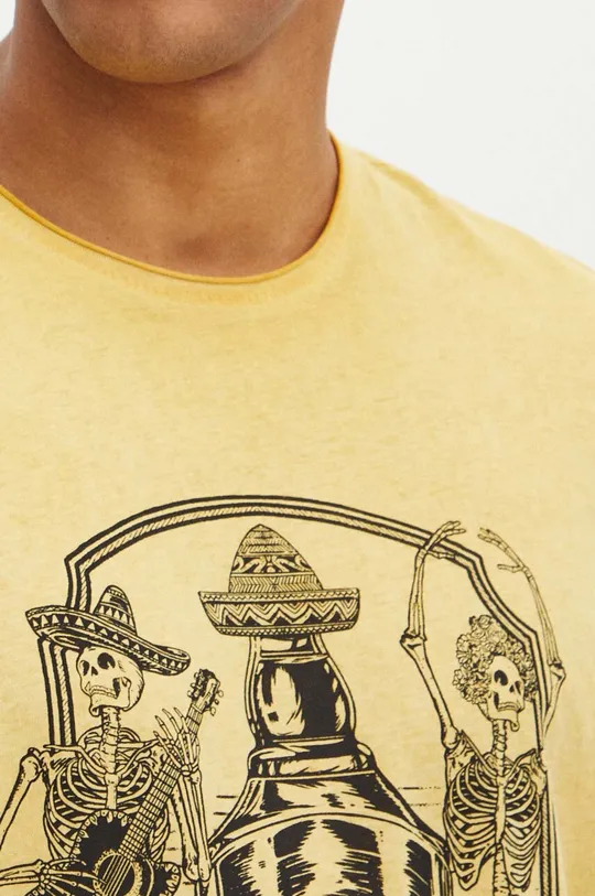 T-shirt bawełniany męski z nadrukiem kolor żółty