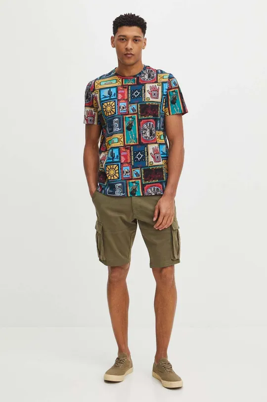 T-shirt bawełniany męski wzorzysty kolor multicolor multicolor