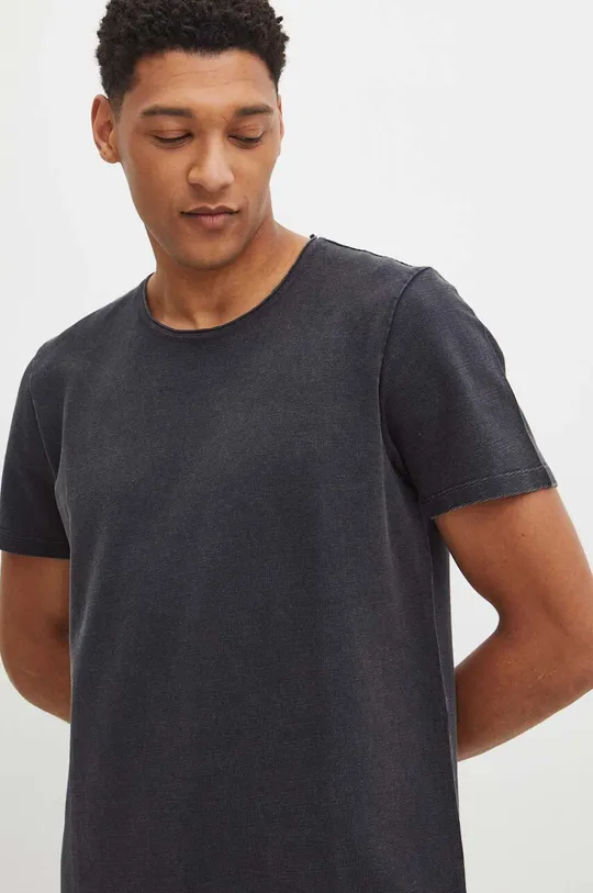 szary T-shirt bawełniany męski gładki kolor szary