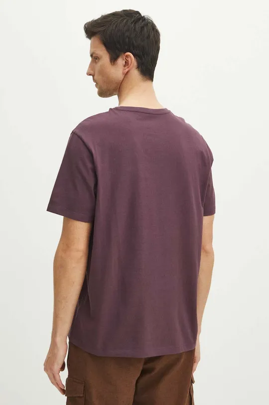 T-shirt bawełniany męski z kieszonką kolor fioletowy 100 % Bawełna