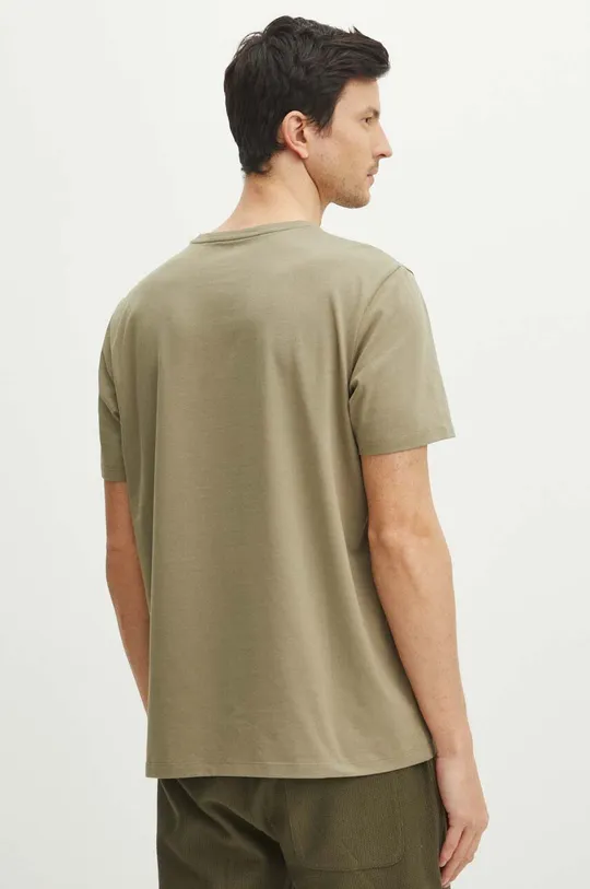 Bavlnené tričko pánsky zelená farba 95 % Bavlna, 5 % Elastan