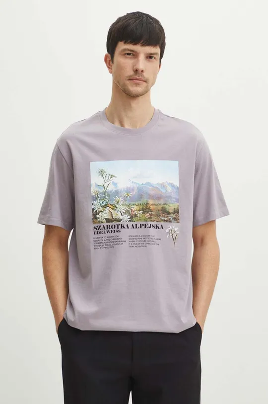 T-shirt bawełniany męski z kolekcji Tatrzański Park Narodowy x Medicine kolor fioletowy fioletowy