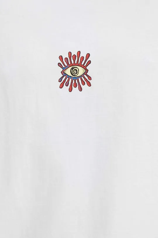 Bavlnené tričko pánske s potlačou biela farba Pánsky