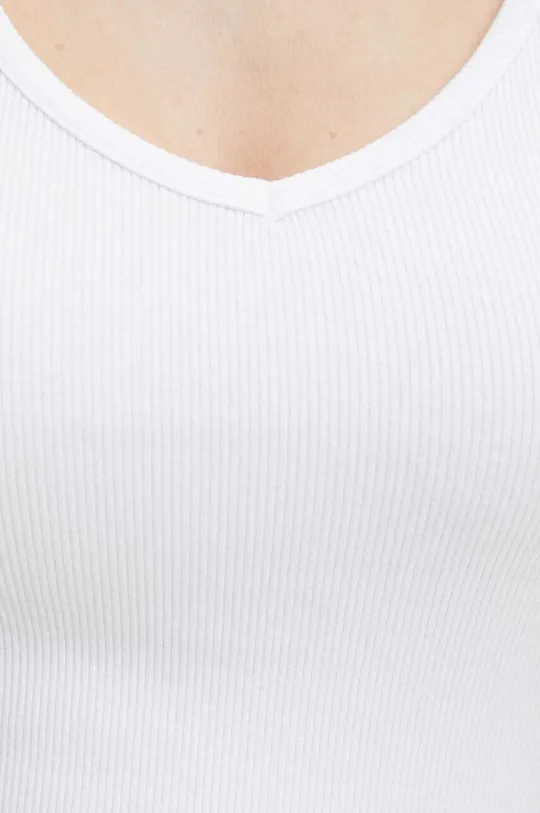 Bavlnený top dámsky s prímesou elastanu pruhovaný biela farba Dámsky