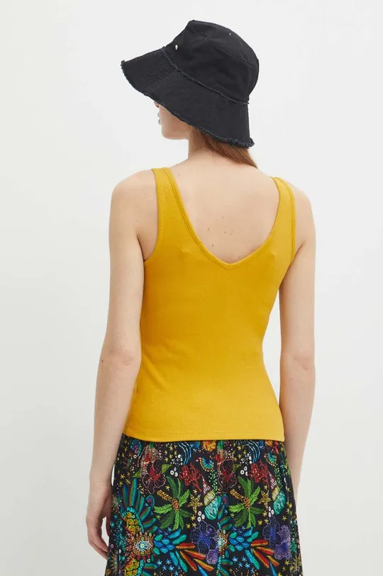 Top bawełniany damski z domieszką elastanu prążkowany kolor żółty 95 % Bawełna, 5 % Elastan