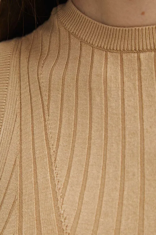 Top damski sweterkowy kolor beżowy Damski