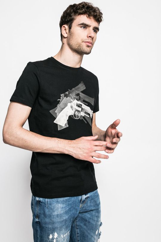 czarny T-shirt Graphic Monochrome czarny Męski