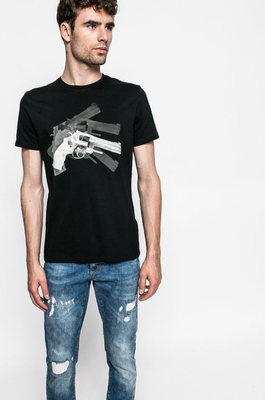 T-shirt Graphic Monochrome czarny czarny
