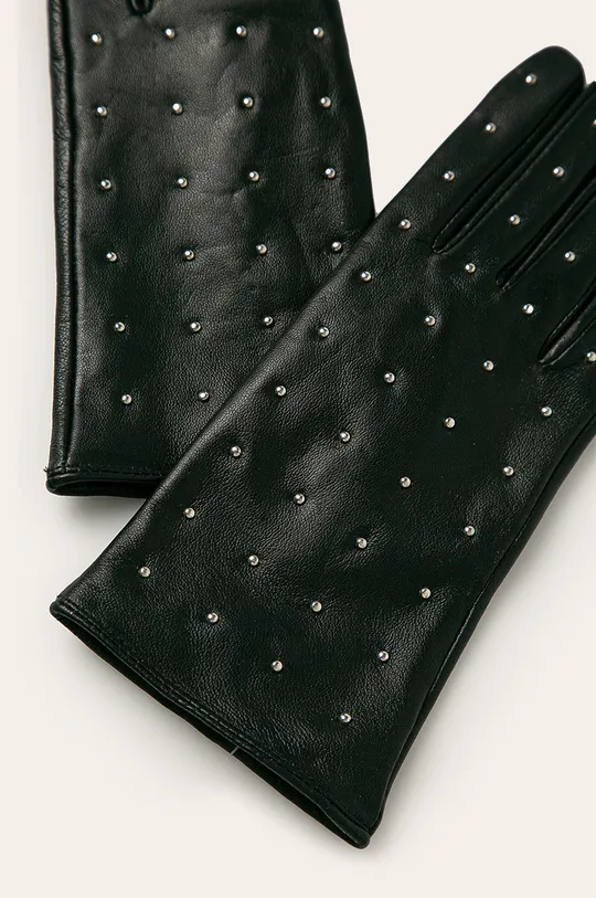 Rękawiczki damskie skórzane touch screen czarne czarny