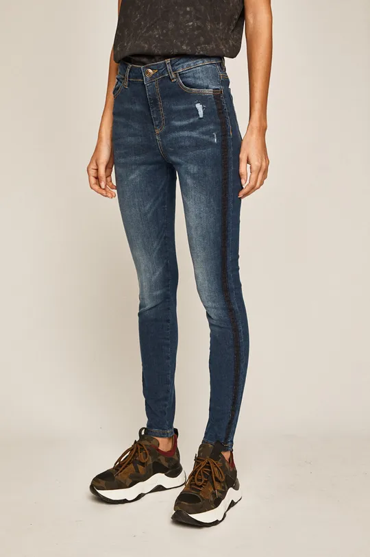 granatowy Jeansy damskie skinny granatowe Damski