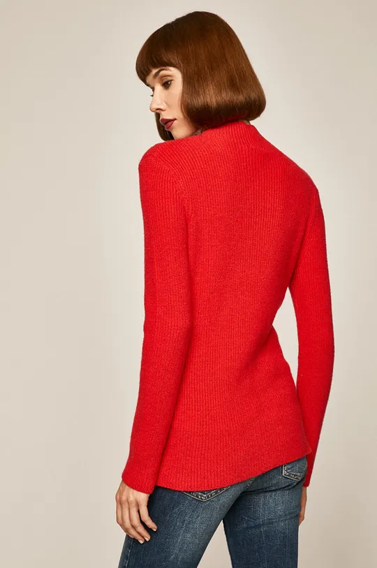 Sweter damski z półgolfem czerwony  25 % Poliamid, 25 % Poliester, 50 % Wiskoza