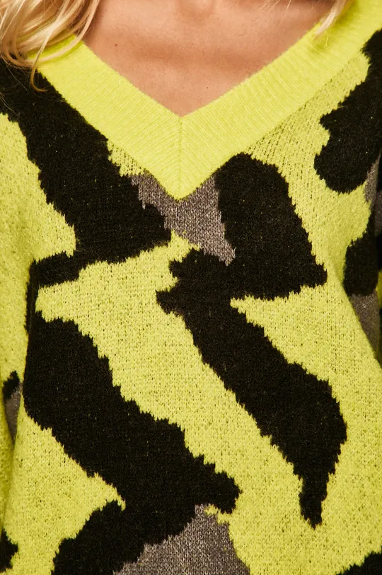 Sweter damski ze spiczastym dekoltem zielony Damski