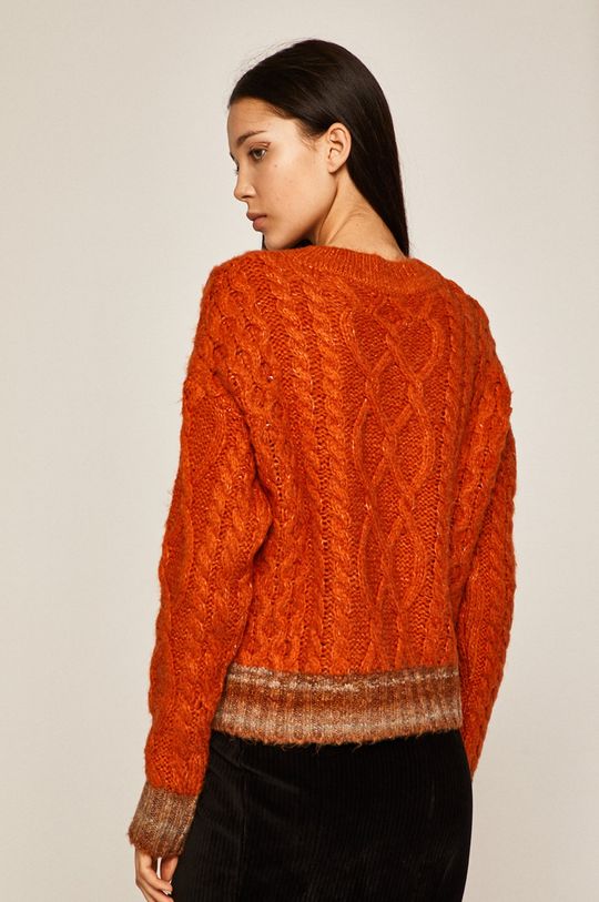 Sweter damski z domieszką wełny pomarańczowy  70 % Akryl, 22 % Poliester, 8 % Wełna