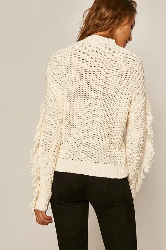 Sweter damski z frędzlami kremowy  40 % Akryl, 60 % Bawełna