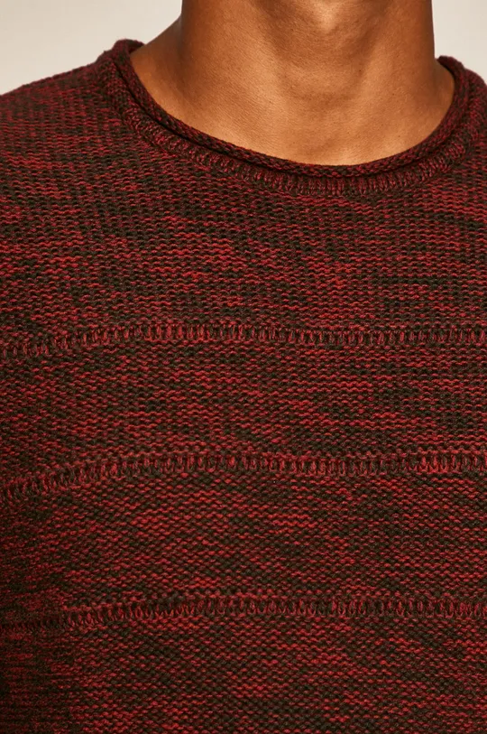 Sweter męski z okrągłym dekoltem czerwony