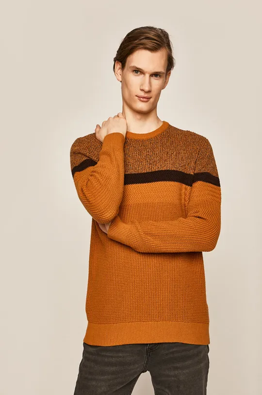 Sweter męski brązowy brązowy