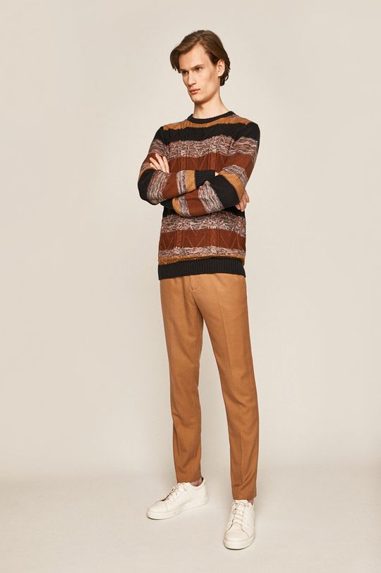 Sweter męski z warkoczowym splotem multicolor