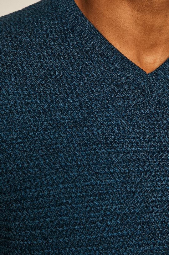 Sweter męski ze spiczastym dekoltem niebieski Męski