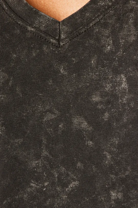 T-shirt damski ze spiczastym dekoltem czarny Damski