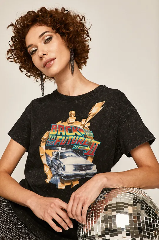 czarny T-shirt damski z nadrukiem Iconic Movies czarny Damski