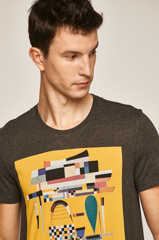 szary T-shirt męski by Wassily Kandinsky z nadrukiem szary