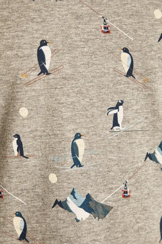 T-shirt męski z nadrukiem w pingwiny szary