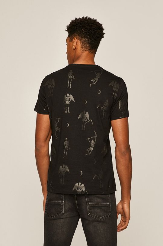 T-shirt męski wzorzysty czarny  100 % Bawełna