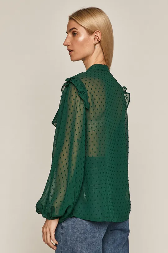 zielony Bluzka damska z tkaniny plumeti zielona