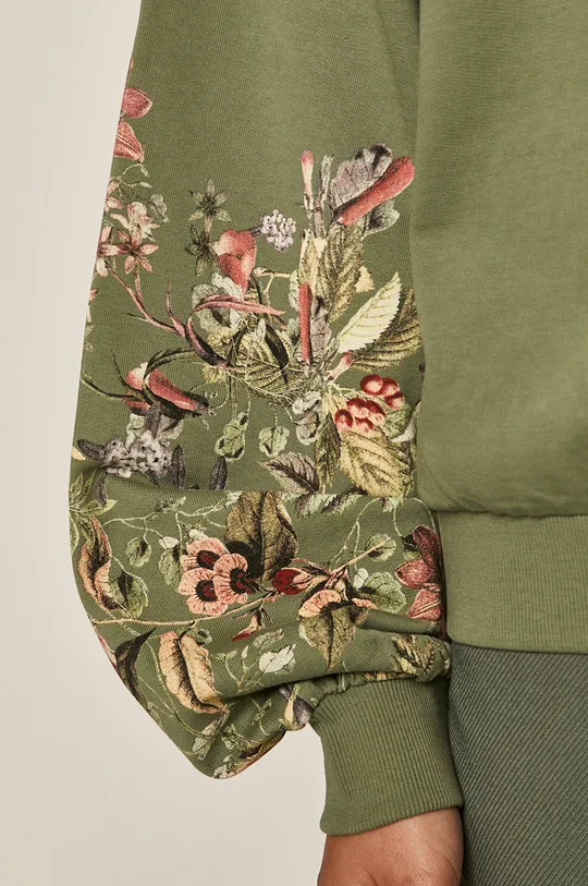 Bluza bawełniana damska z nadrukiem zielona