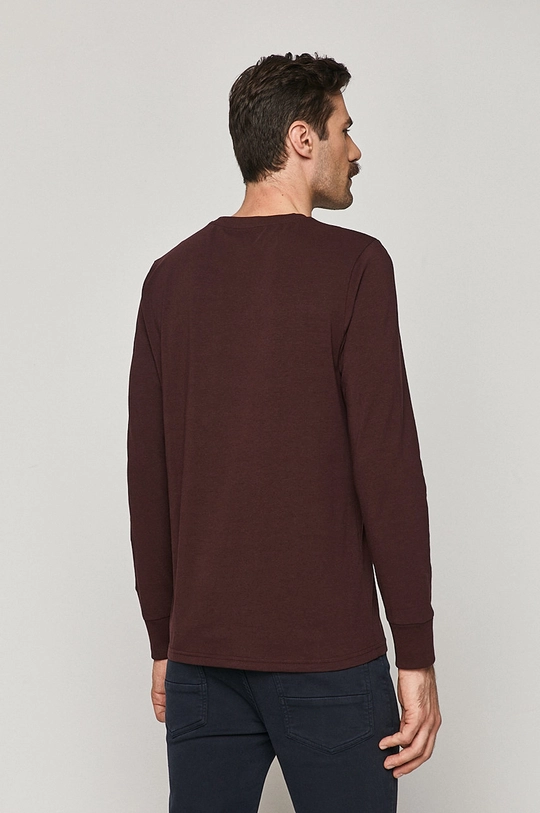 Longsleeve męski z gładkiej dzianiny bordowy 57 % Bawełna, 5 % Elastan, 38 % Poliester