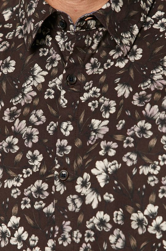 Koszula męska w kwiaty bordowa kasztanowy