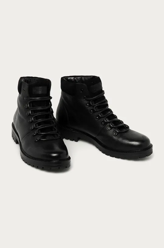Skórzane buty męskie czarne czarny