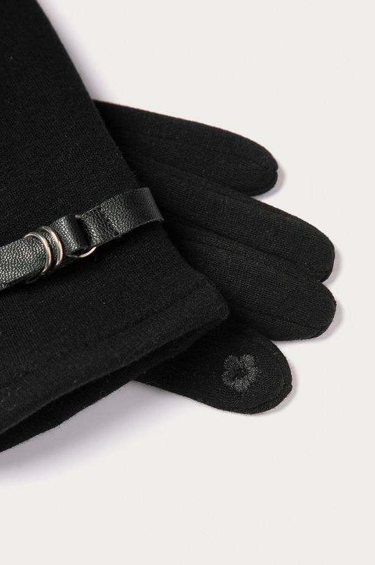 Rękawiczki damskie z ozdobnym elementem czarne czarny