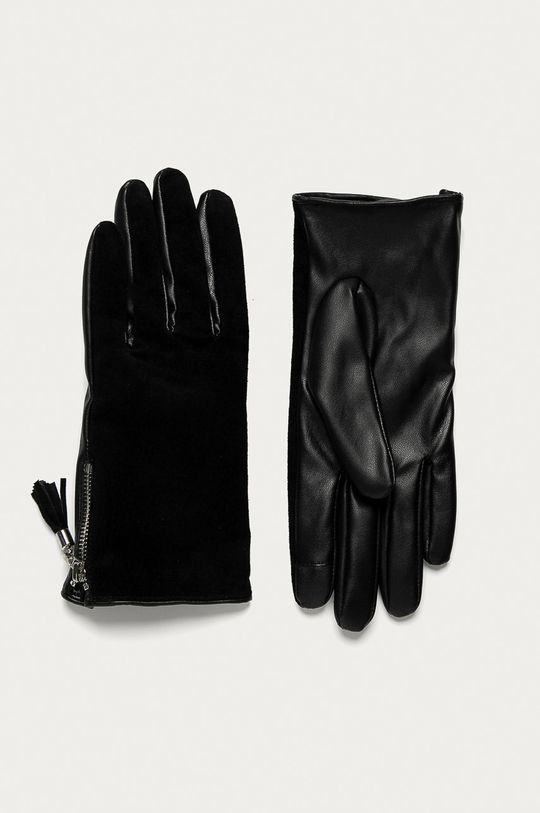 czarny Rękawiczki damskie zamszowe z chwostem czarne Damski