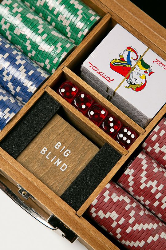 Gra poker w drewnianym pudełku brązowy