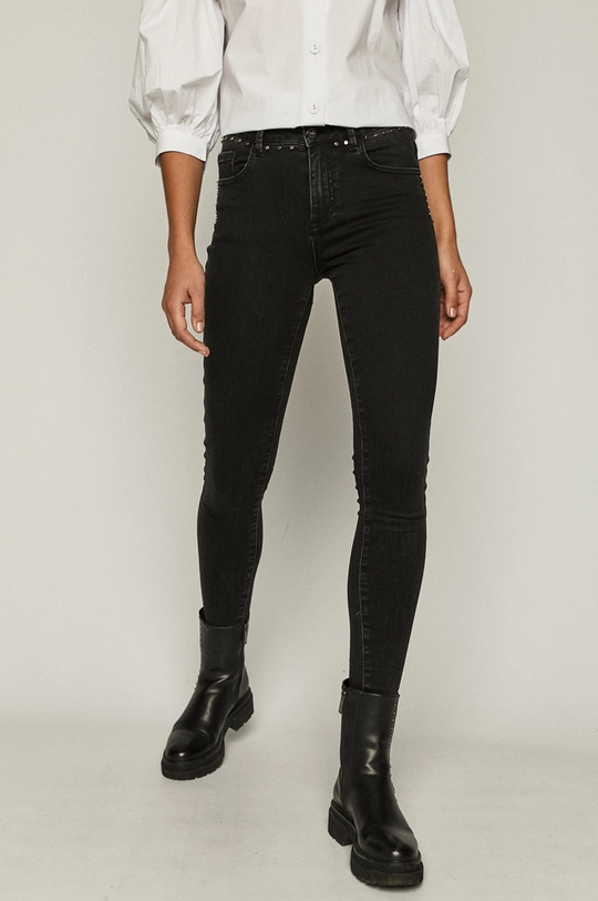 czarny Jeansy damskie skinny czarne Damski