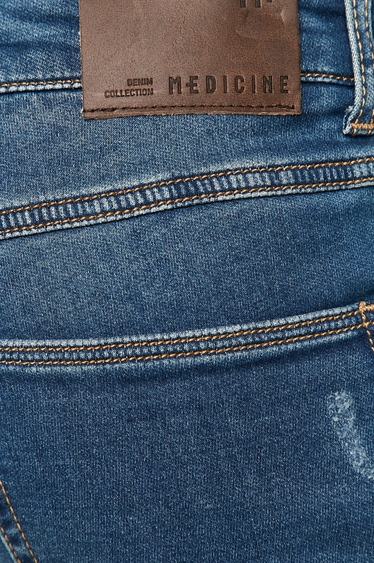 niebieski Jeansy męskie slim z dzianinowego denimu niebieskie