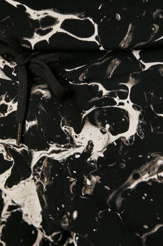 czarny Spodnie męskie dresowe w marmurkowy wzór czarne