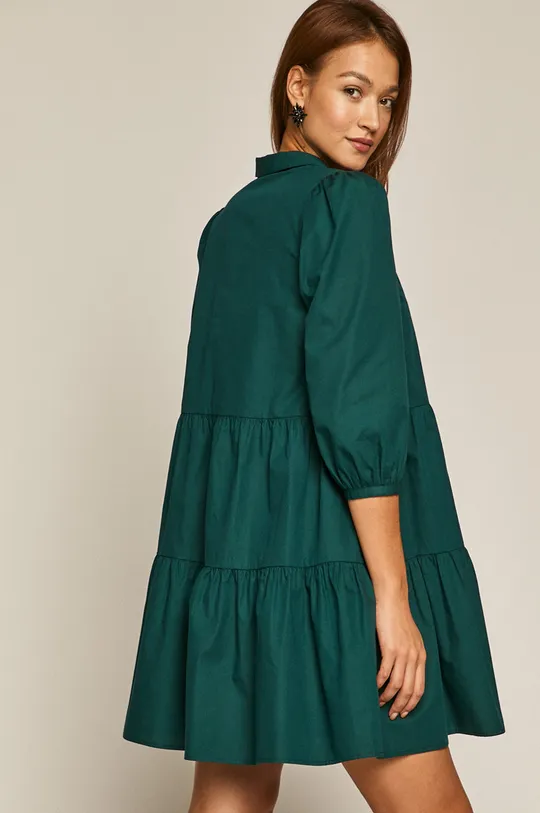 Bawełniana sukienka damska z falbaną zielona 100 % Bawełna