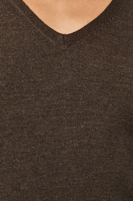 Sweter damski ze spiczastym dekoltem szary Damski