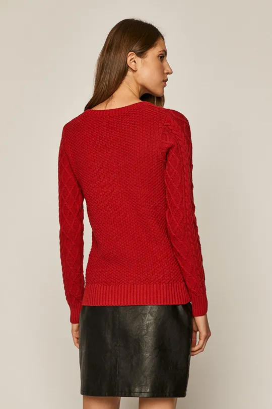 Sweter damski ze splotem czerwony 40 % Akryl, 60 % Bawełna
