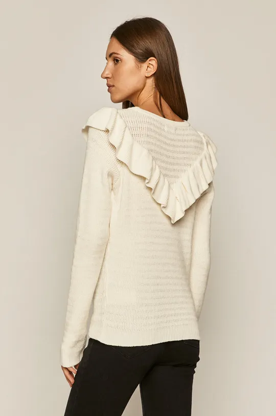 Sweter damski z falbanką kremowy 40 % Akryl, 60 % Bawełna