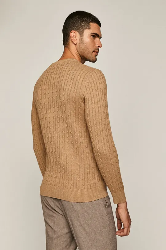 Sweter męski ze splotem beżowy 100 % Bawełna